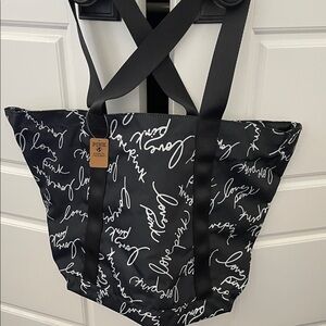 Victoria's Secret Black Tote with White Script Design
